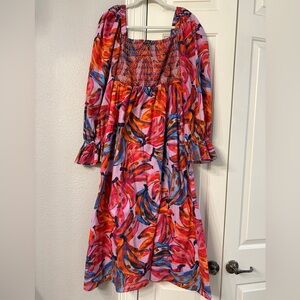 FARM Rio Banana Multi-Color Smocked Maxi Dress